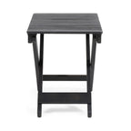 Aureliаn Folding Acacia Wood Outdoor Side Table – Modern Slat-Top Patio Accent Table, Dark Gray 22.75"