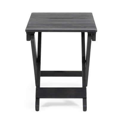 Aureliаn Folding Acacia Wood Outdoor Side Table – Modern Slat-Top Patio Accent Table, Dark Gray 22.75"