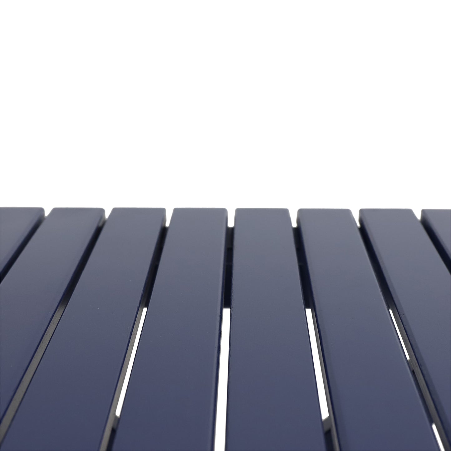 Aurelian Folding Acacia Wood Outdoor Side Table – Navy Blue Slat-Top Patio Accent Table, 22.75"