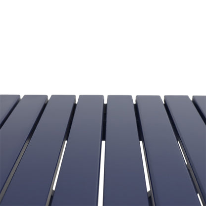 Aurelian Folding Acacia Wood Outdoor Side Table – Navy Blue Slat-Top Patio Accent Table, 22.75"