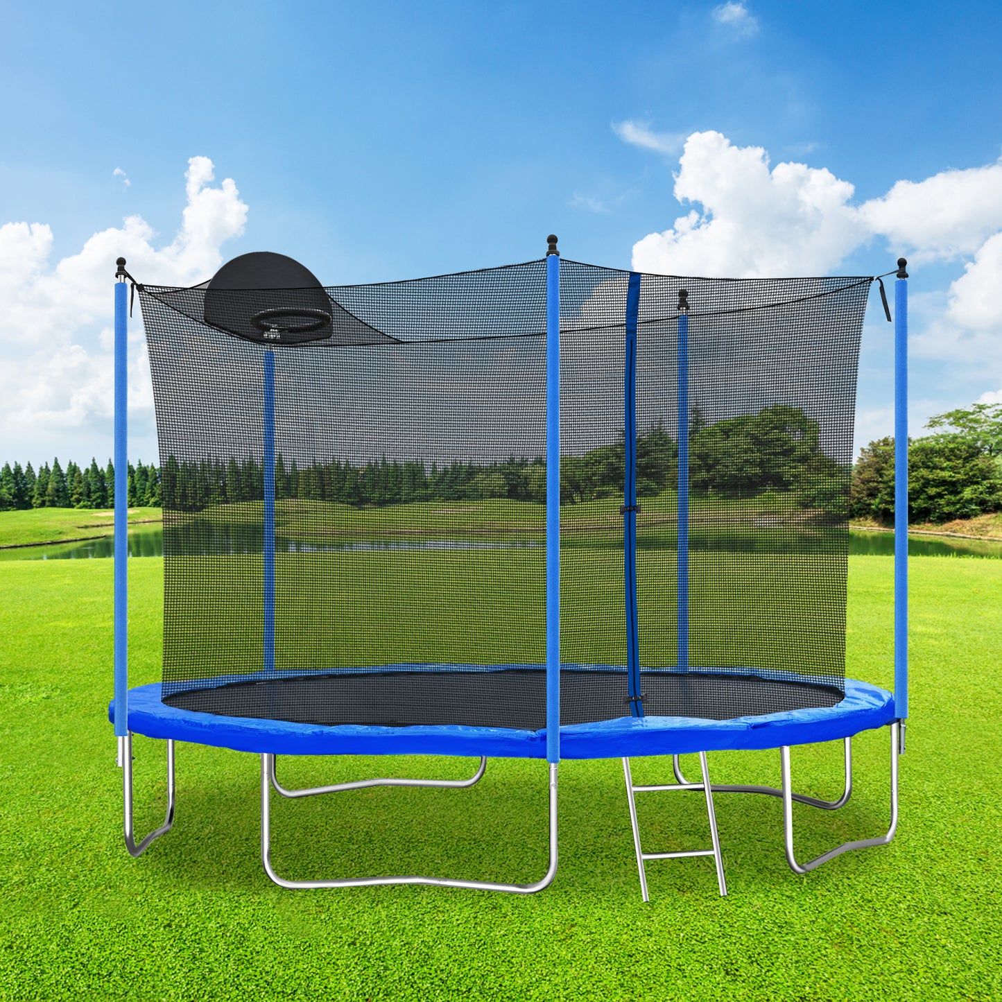 Explorer 12FT Family Trampoline & Basketball Set