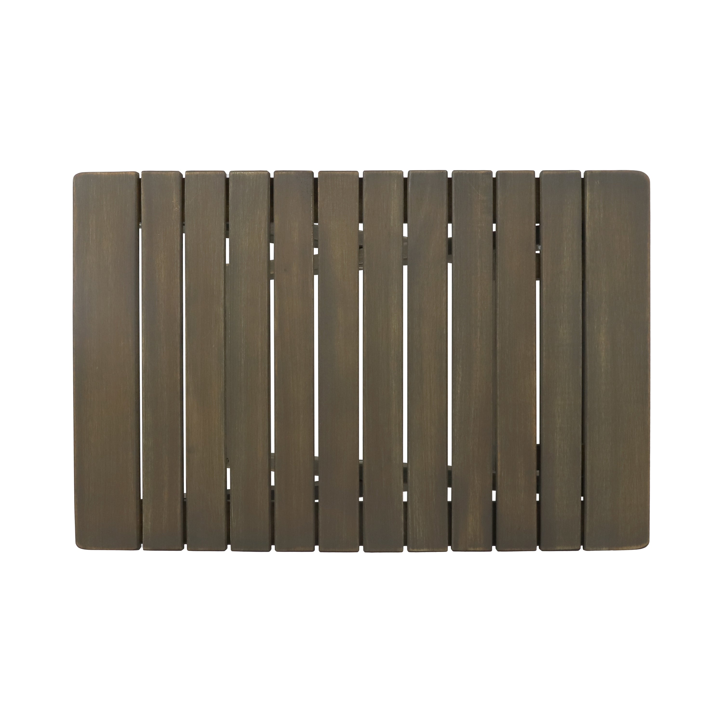 Aurelian Folding Acacia Wood Outdoor Side Table – Gray Slat-Top Patio Accent Table, 22.75"