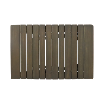 Aurelian Folding Acacia Wood Outdoor Side Table – Gray Slat-Top Patio Accent Table, 22.75"