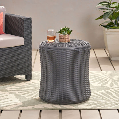 𝗔𝘂𝗿𝗲𝗹𝗶𝗮𝗻 𝗛𝗶𝗱𝗱𝗲𝗻 𝗦𝘁𝗼𝗿𝗮𝗴𝗲 𝗢𝘂𝘁𝗱𝗼𝗼𝗿 𝗦𝗶𝗱𝗲 𝗧𝗮𝗯𝗹𝗲 – 𝗠𝗼𝗱𝗲𝗿𝗻 𝗪𝗲𝗮𝘁𝗵𝗲𝗿-𝗥𝗲𝘀𝗶𝘀𝘁𝗮𝗻𝘁 𝗣𝗮𝘁𝗶𝗼 𝗔𝗰𝗰𝗲𝗻𝘁 𝗧𝗮𝗯𝗹𝗲, 𝗗𝗮𝗿𝗸 𝗚𝗿𝗮𝘆 19.25”