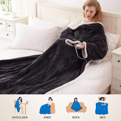 Wearable Electric Heated Blanket with Sleeves
