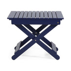 Aurelian Folding Acacia Wood Outdoor Side Table – Navy Blue Slat-Top Patio Accent Table, 22.75"