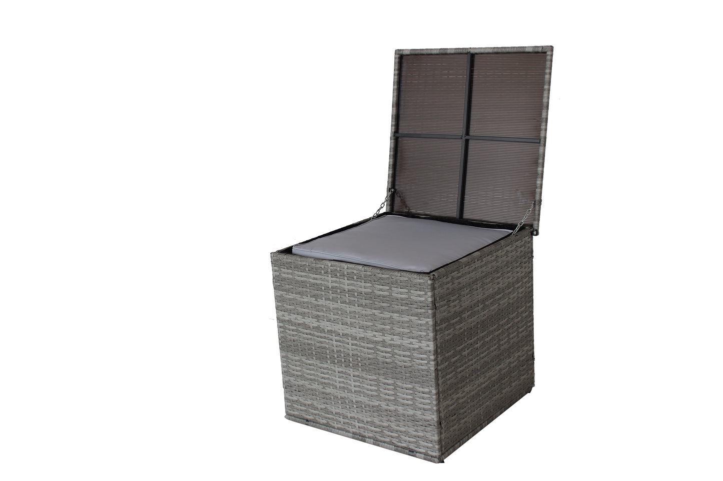 4-Piece Patio Sectional Wicker Rattan Outdoor Furniture Set with Storage Box – Modern Grey Patio Sofa Set