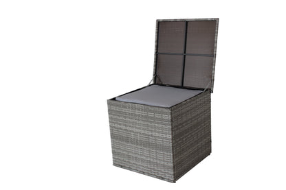 4-Piece Patio Sectional Wicker Rattan Outdoor Furniture Set with Storage Box – Modern Grey Patio Sofa Set