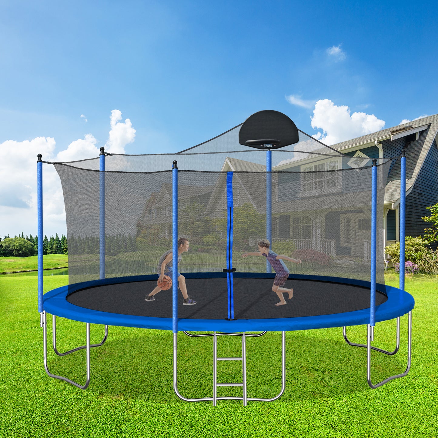 Summit 14FT Family Trampoline & Basketball Arena