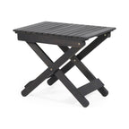 Aureliаn Folding Acacia Wood Outdoor Side Table – Modern Slat-Top Patio Accent Table, Dark Gray 22.75"