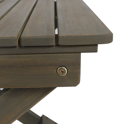 Aurelian Folding Acacia Wood Outdoor Side Table – Gray Slat-Top Patio Accent Table, 22.75"