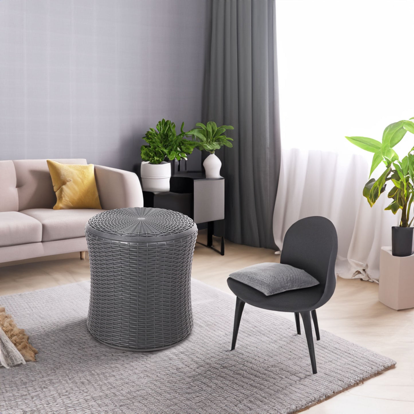 𝗔𝘂𝗿𝗲𝗹𝗶𝗮𝗻 𝗛𝗶𝗱𝗱𝗲𝗻 𝗦𝘁𝗼𝗿𝗮𝗴𝗲 𝗢𝘂𝘁𝗱𝗼𝗼𝗿 𝗦𝗶𝗱𝗲 𝗧𝗮𝗯𝗹𝗲 – 𝗠𝗼𝗱𝗲𝗿𝗻 𝗪𝗲𝗮𝘁𝗵𝗲𝗿-𝗥𝗲𝘀𝗶𝘀𝘁𝗮𝗻𝘁 𝗣𝗮𝘁𝗶𝗼 𝗔𝗰𝗰𝗲𝗻𝘁 𝗧𝗮𝗯𝗹𝗲, 𝗗𝗮𝗿𝗸 𝗚𝗿𝗮𝘆 19.25”
