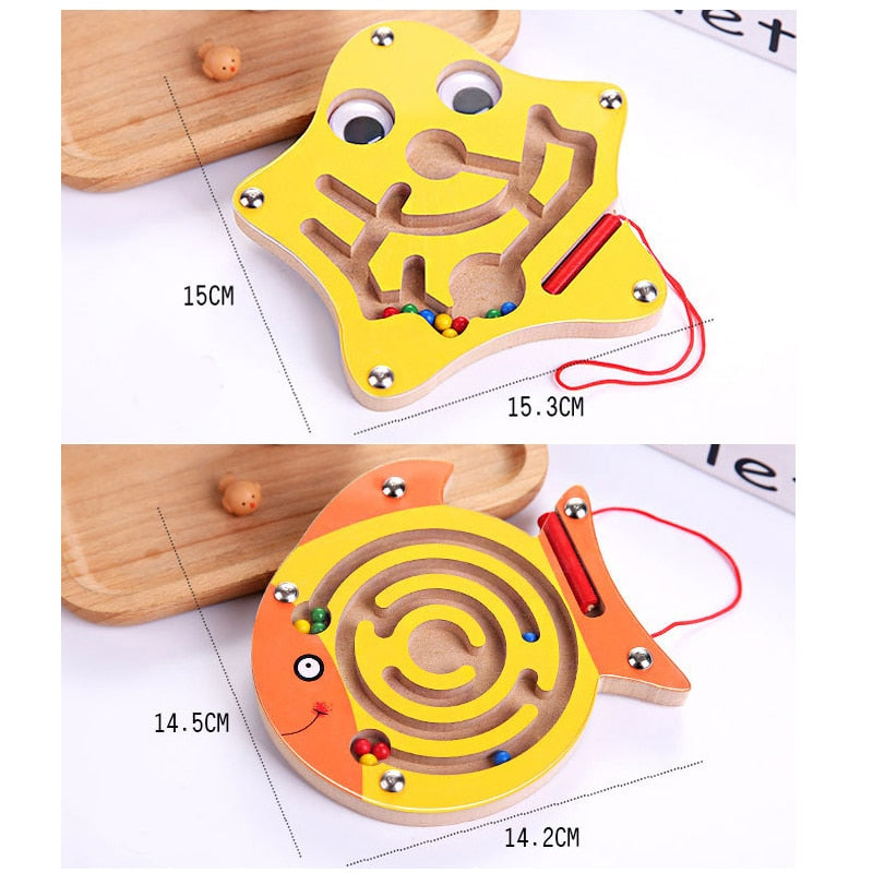 Montessori Toys Educational Wooden Toy for Children Early Learning Magnetic Maze Puzzle Labyrinth Brain Teaser Game educativo